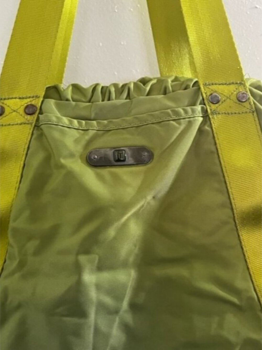 Chic Green Tote with Yellow Straps #Y2k